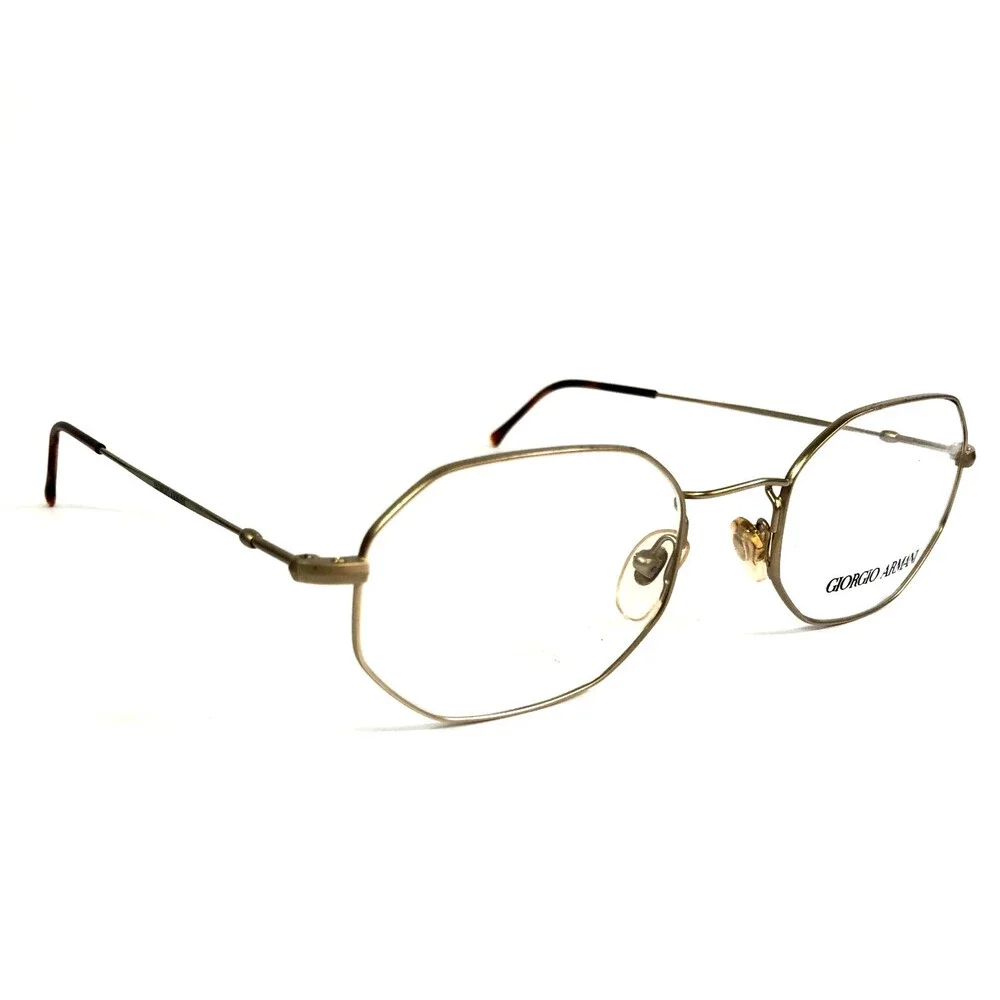 Vintage Giorgio Armani Eyeglasses Frames 227 703 Matte Gold Octagonal 49-20-140
